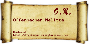 Offenbacher Melitta névjegykártya